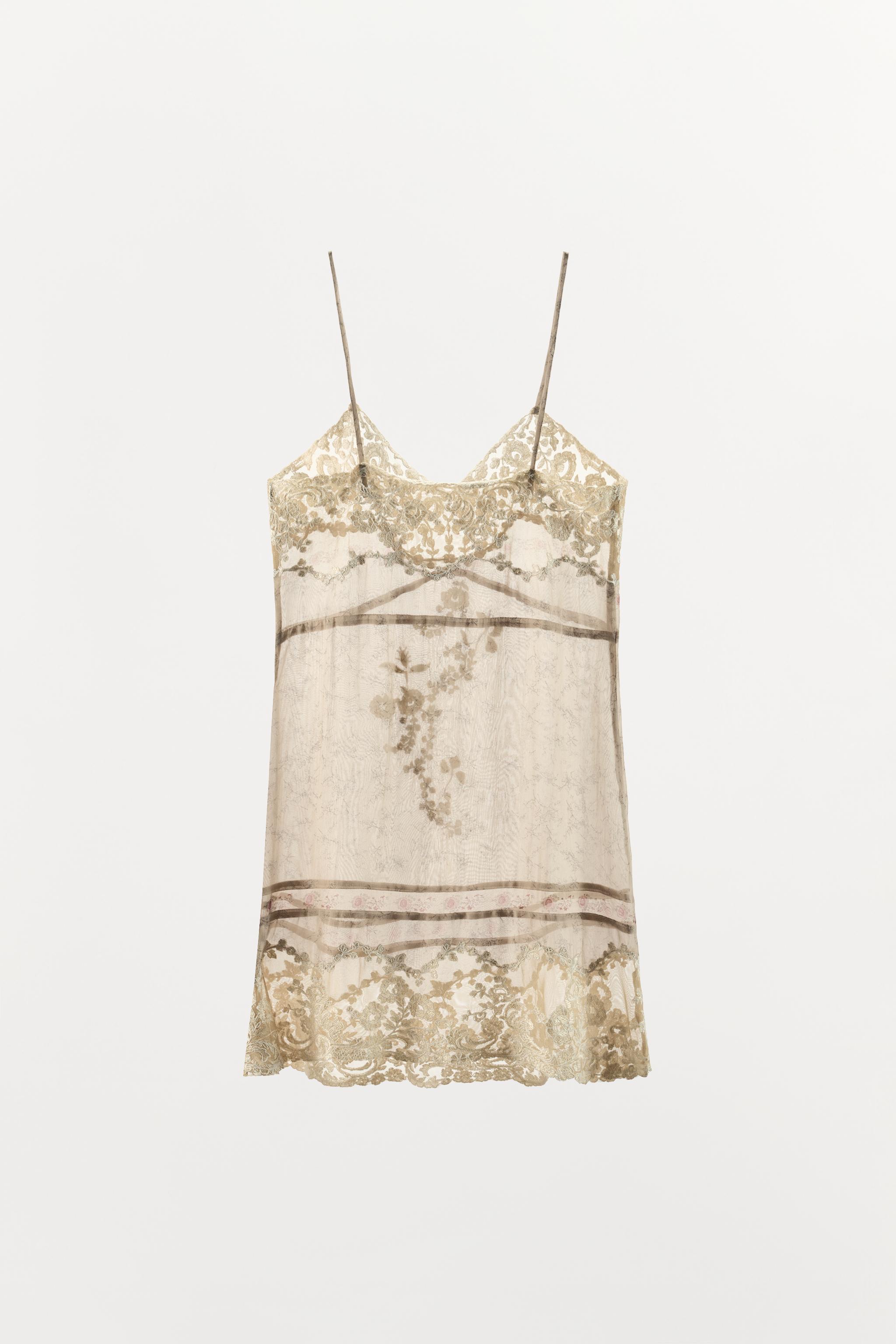 PRINTED ORGANZA DRESS WITH EMBROIDERY